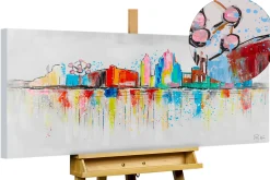 Handgemaltes Gemälde 'Brussels Skyline Silhouette' 120x60cm | inkl. Echtheitszertifikat