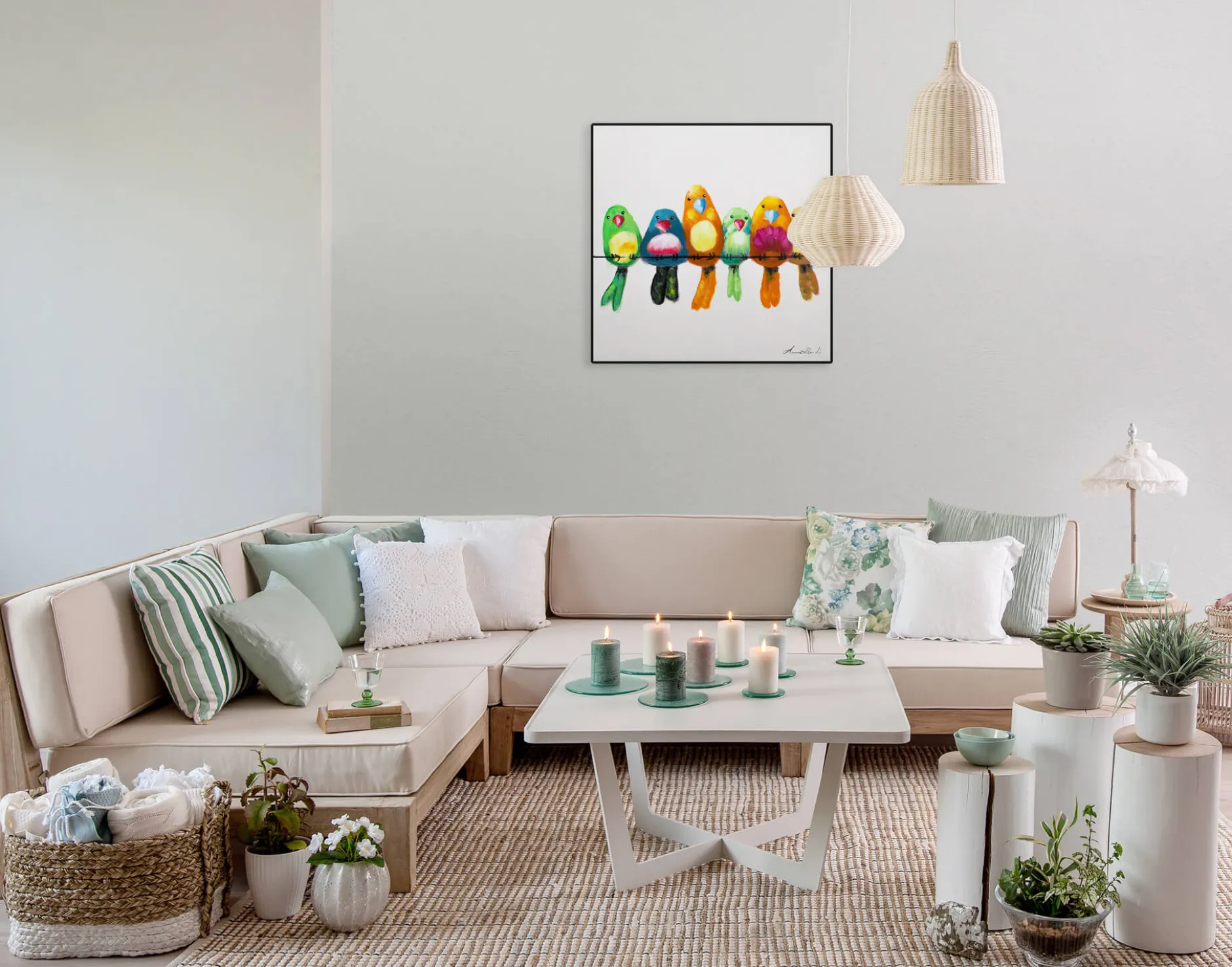 Handgemaltes Gemälde 'Bunte Bande' 60x60cm | inkl. Echtheitszertifikat