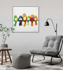 Handgemaltes Gemälde 'Bunte Bande' 60x60cm | inkl. Echtheitszertifikat