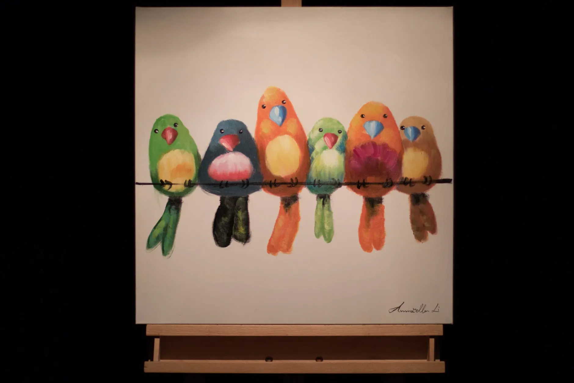 Handgemaltes Gemälde 'Bunte Bande' 60x60cm | inkl. Echtheitszertifikat
