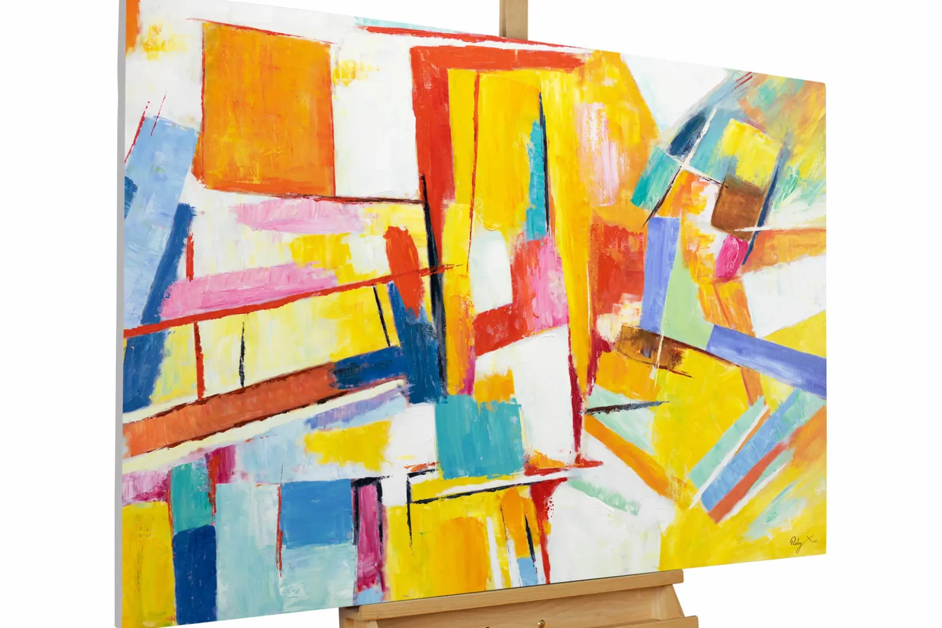 Handgemaltes Gemälde 'Bunte Illusion' 120x80cm | inkl. Echtheitszertifikat