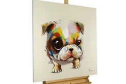Handgemaltes Gemälde 'Bunter Mops' 80x80cm | inkl. Echtheitszertifikat