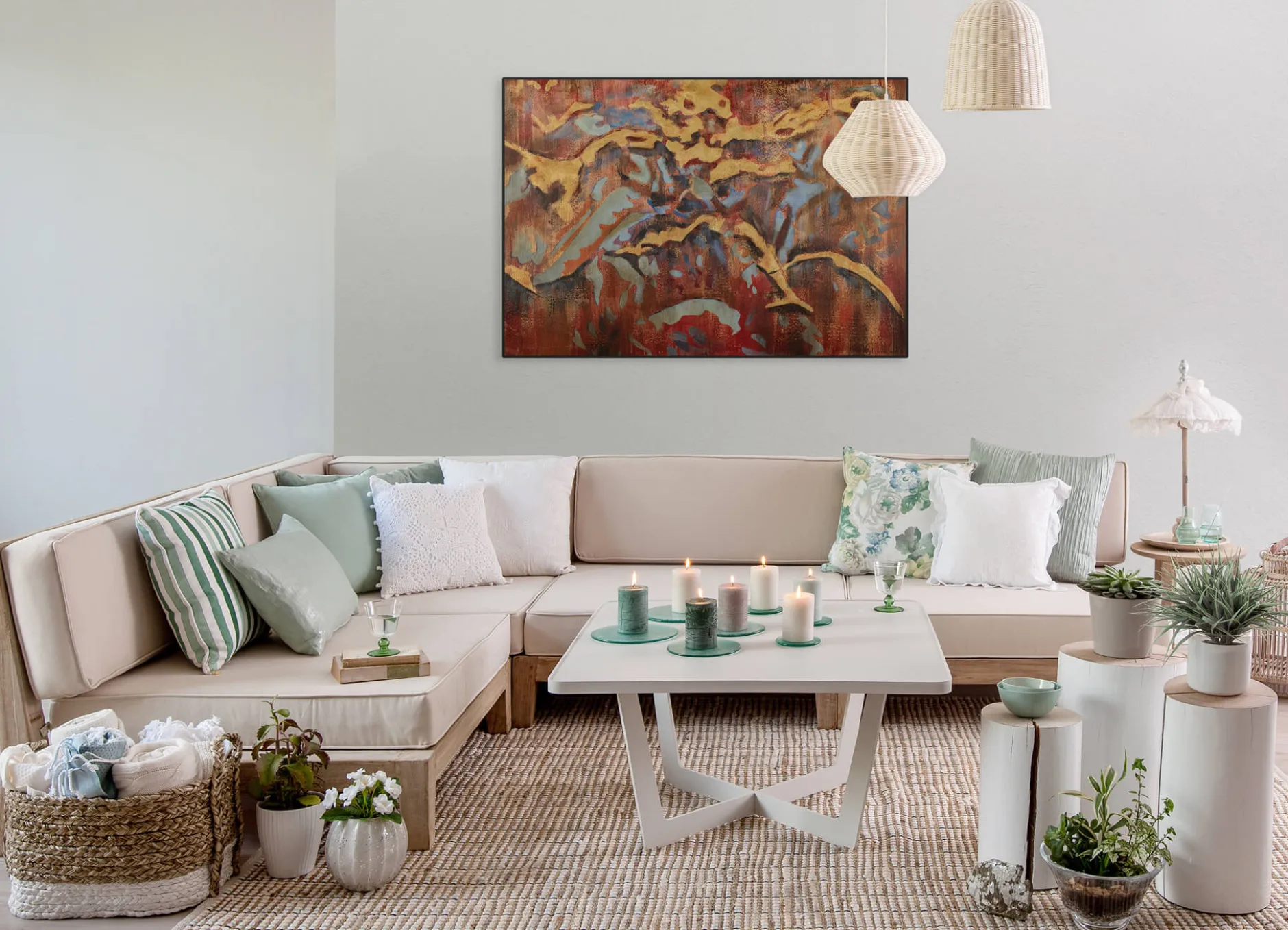 Handgemaltes Gemälde 'Bunter Marmor' 100x70cm | inkl. Echtheitszertifikat