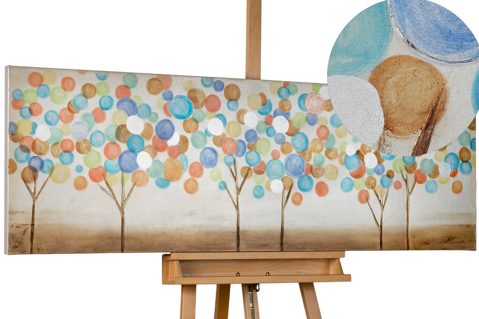 Handgemaltes Gemälde 'Buntes Herbstlaub' 150x50cm | inkl. Echtheitszertifikat