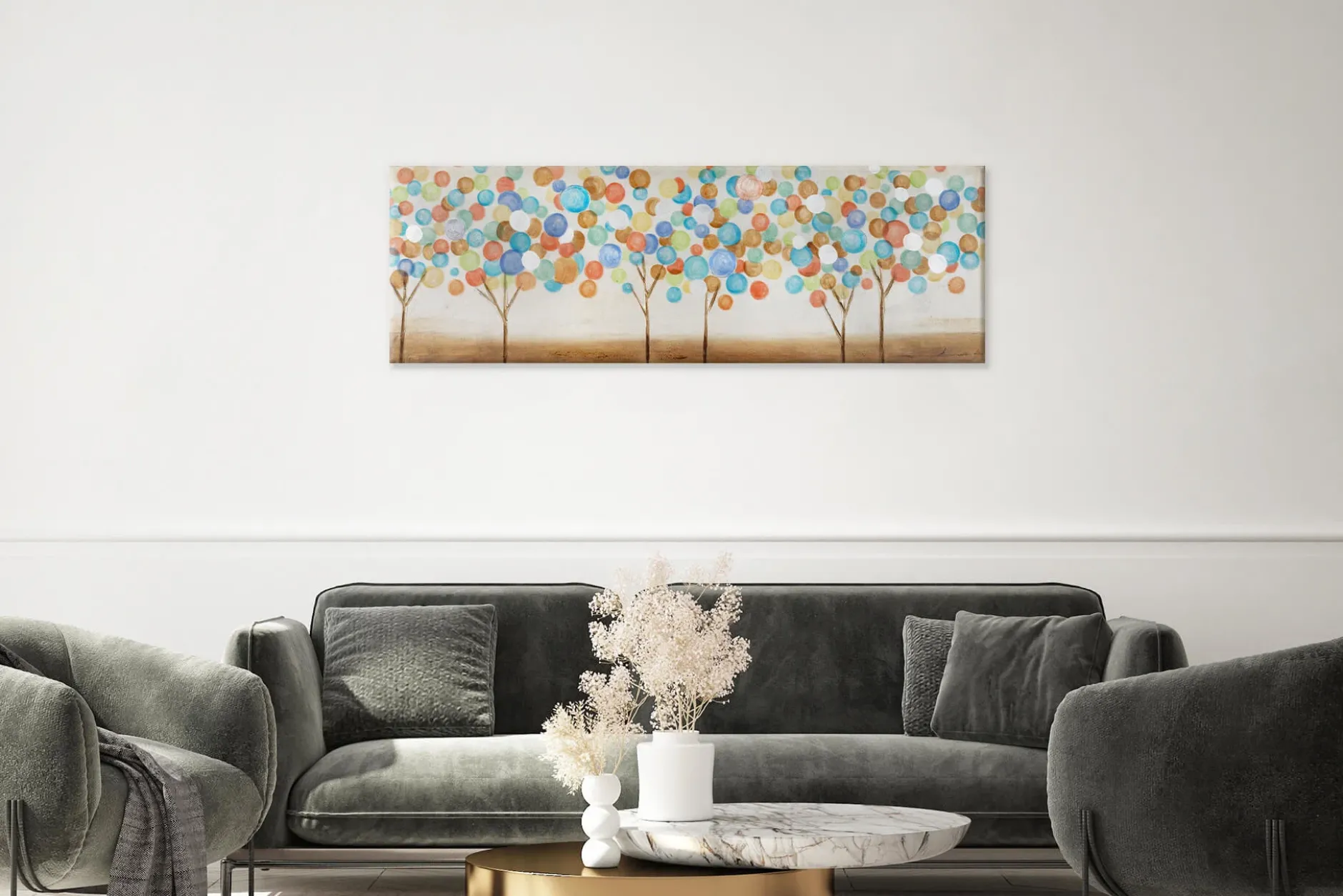 Handgemaltes Gemälde 'Buntes Herbstlaub' 150x50cm | inkl. Echtheitszertifikat