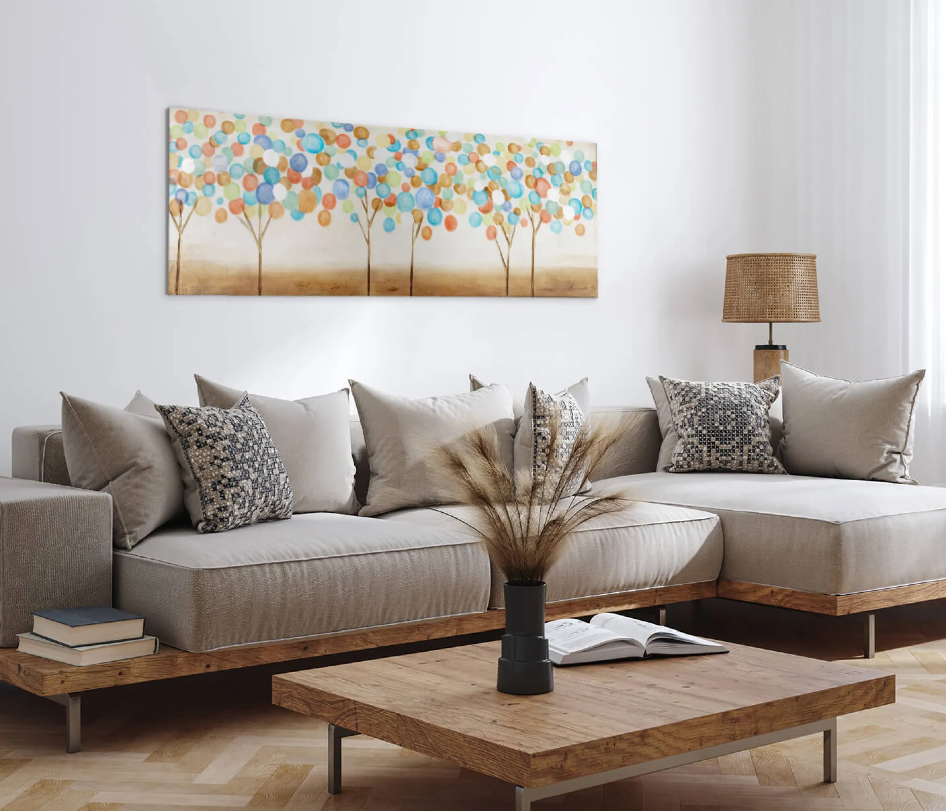 Handgemaltes Gemälde 'Buntes Herbstlaub' 150x50cm | inkl. Echtheitszertifikat