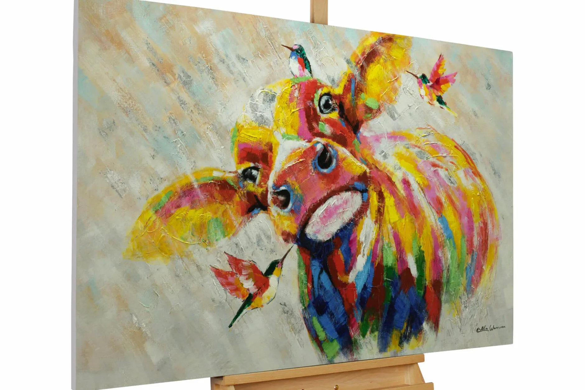 Handgemaltes Gemälde 'Buntes Hofleben' 120x80cm | inkl. Echtheitszertifikat