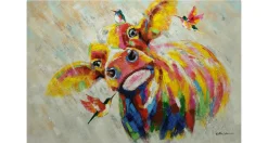 Handgemaltes Gemälde 'Buntes Hofleben' 120x80cm | inkl. Echtheitszertifikat