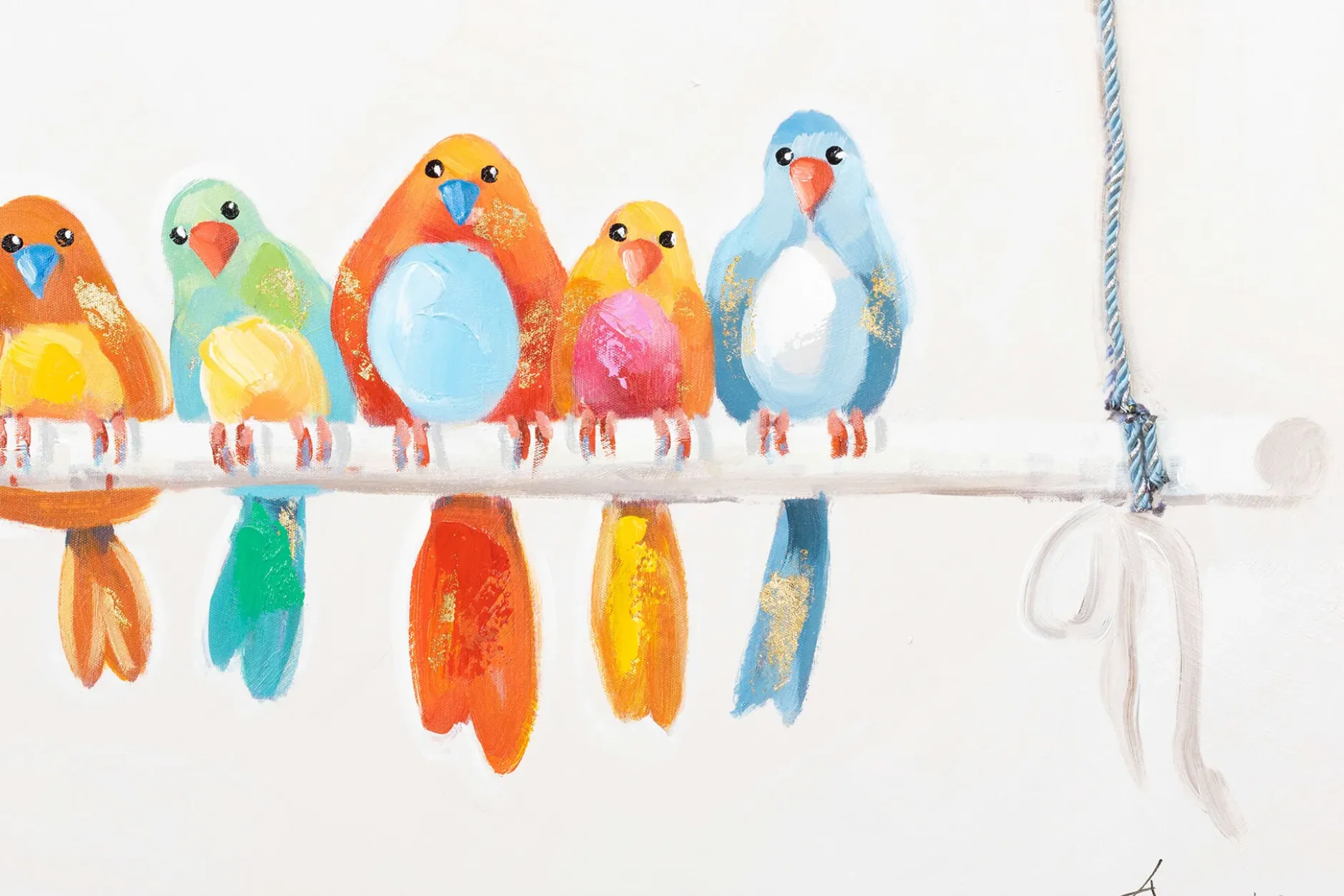 Handgemaltes Gemälde 'Bunte Truppe' 120x60cm | inkl. Echtheitszertifikat