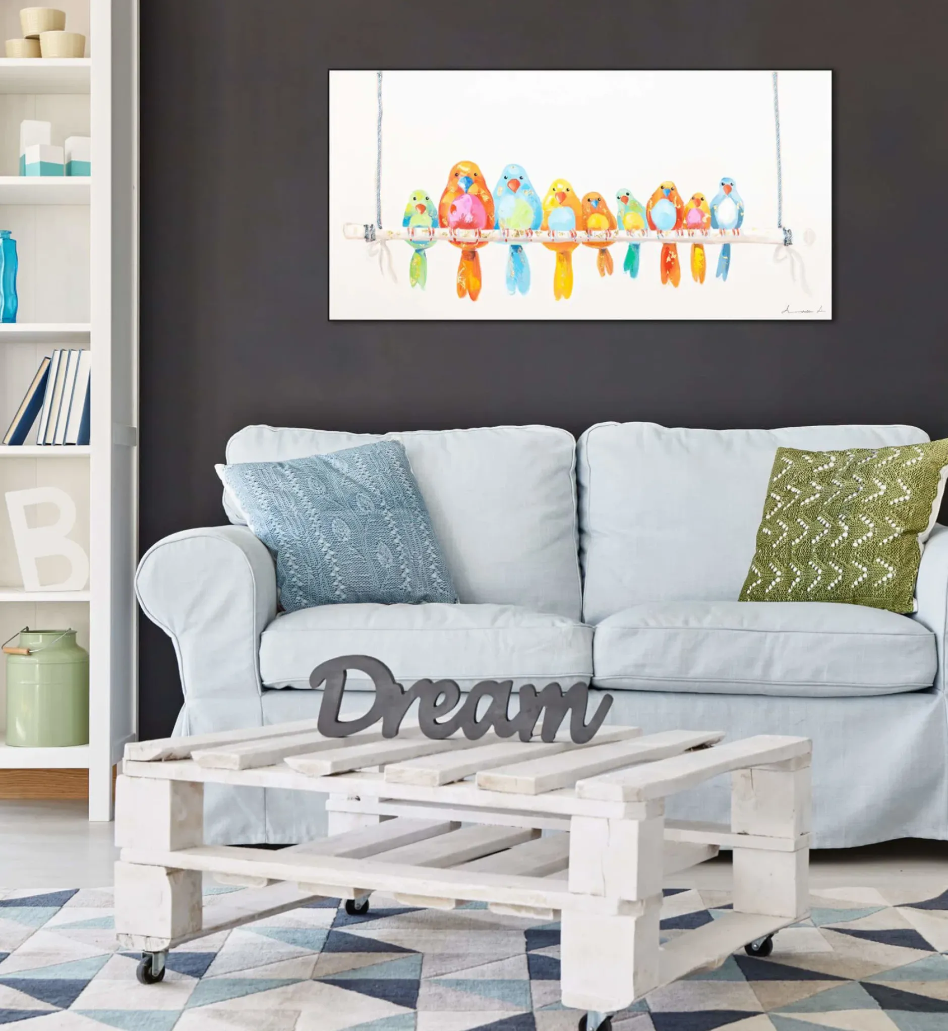 Handgemaltes Gemälde 'Bunte Truppe' 120x60cm | inkl. Echtheitszertifikat