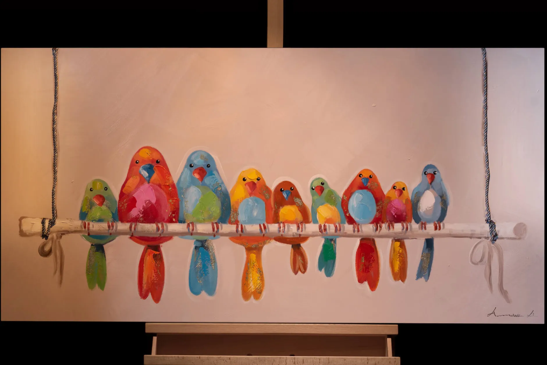 Handgemaltes Gemälde 'Bunte Truppe' 120x60cm | inkl. Echtheitszertifikat
