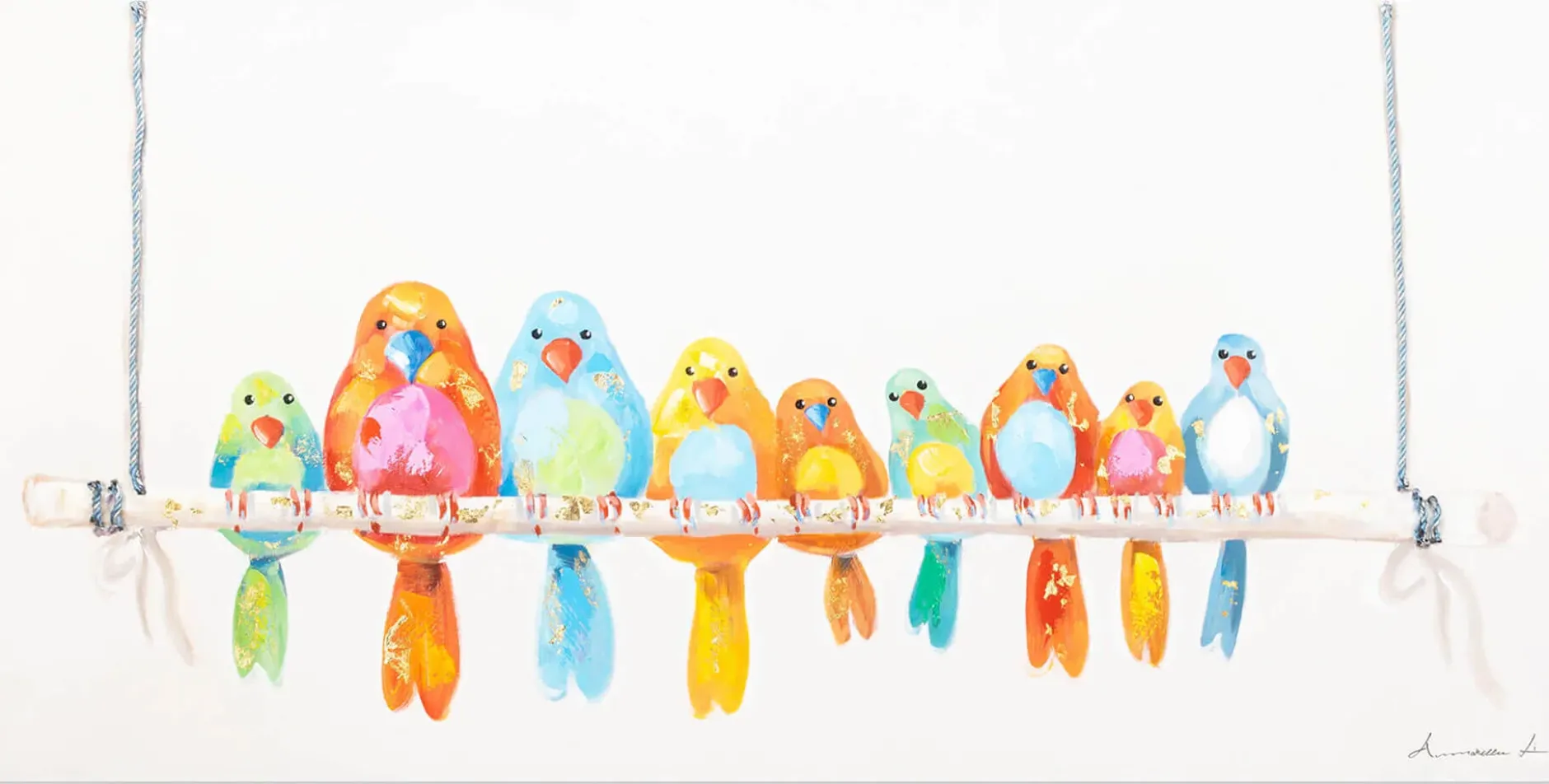 Handgemaltes Gemälde 'Bunte Truppe' 120x60cm | inkl. Echtheitszertifikat