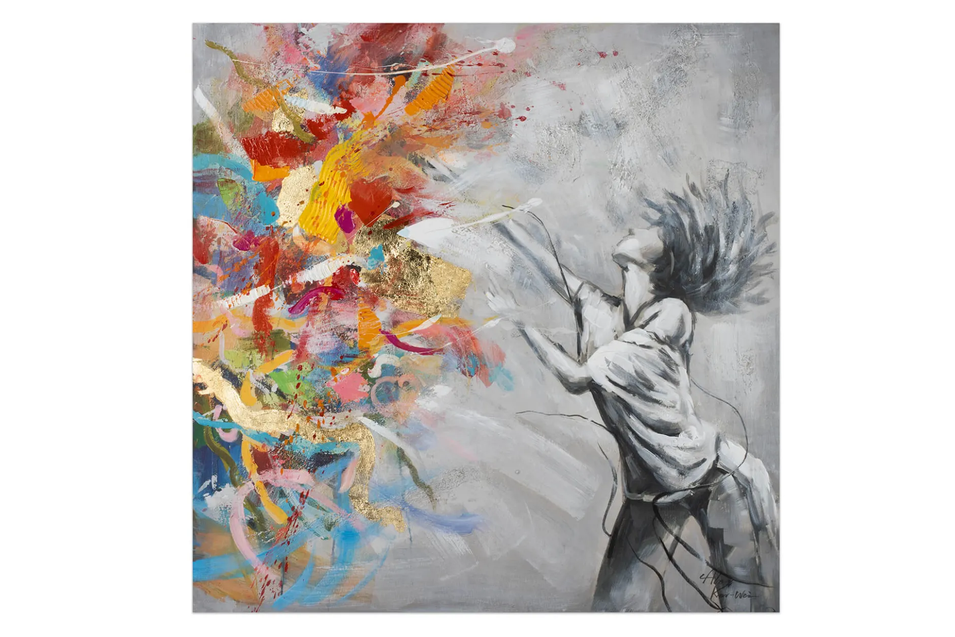 Handgemaltes Gemälde 'Burst of Emotions' 80x80cm | inkl. Echtheitszertifikat