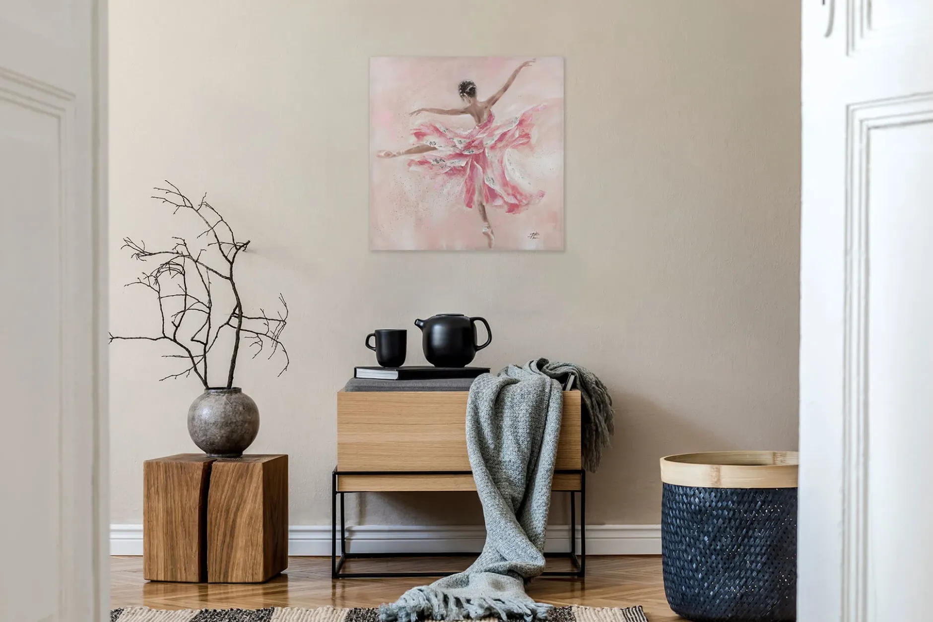 Handgemaltes Gemälde 'Butterfly Ballerina' 80x80cm | inkl. Echtheitszertifikat