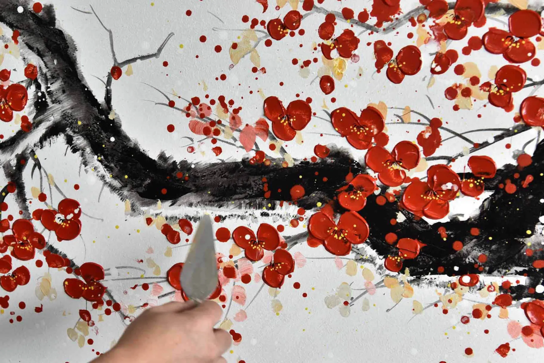 Handgemaltes Gemälde 'Cherrytree Alley' 150x50cm | inkl. Echtheitszertifikat