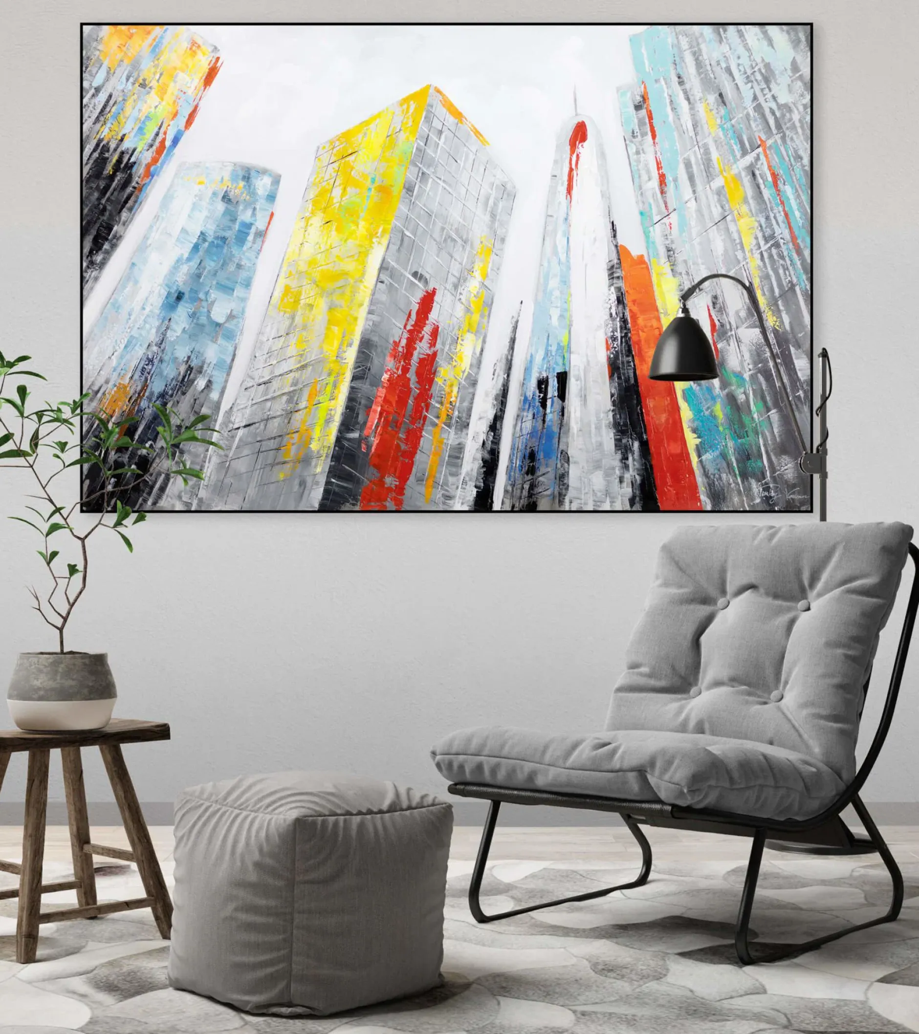 Handgemaltes Gemälde 'City of Giants' 120x80cm | inkl. Echtheitszertifikat