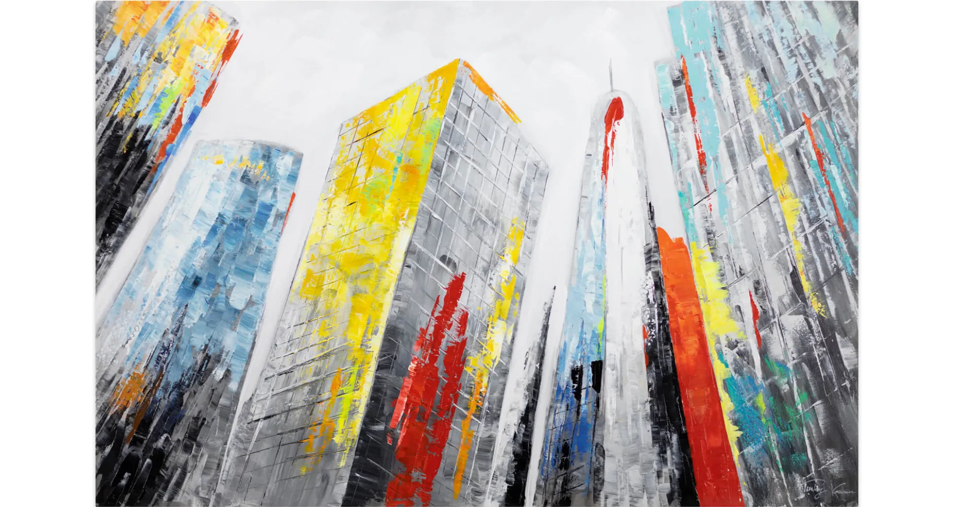 Handgemaltes Gemälde 'City of Giants' 120x80cm | inkl. Echtheitszertifikat