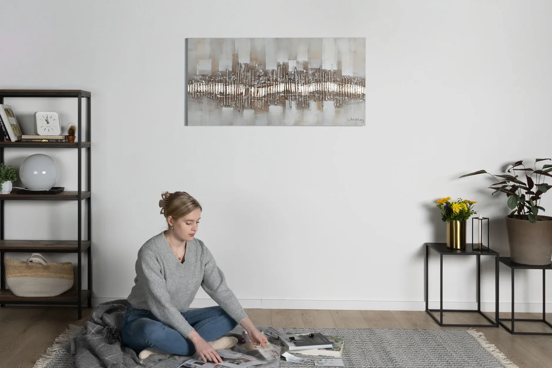 Handgemaltes Gemälde 'City Outline' 120x60cm | inkl. Echtheitszertifikat