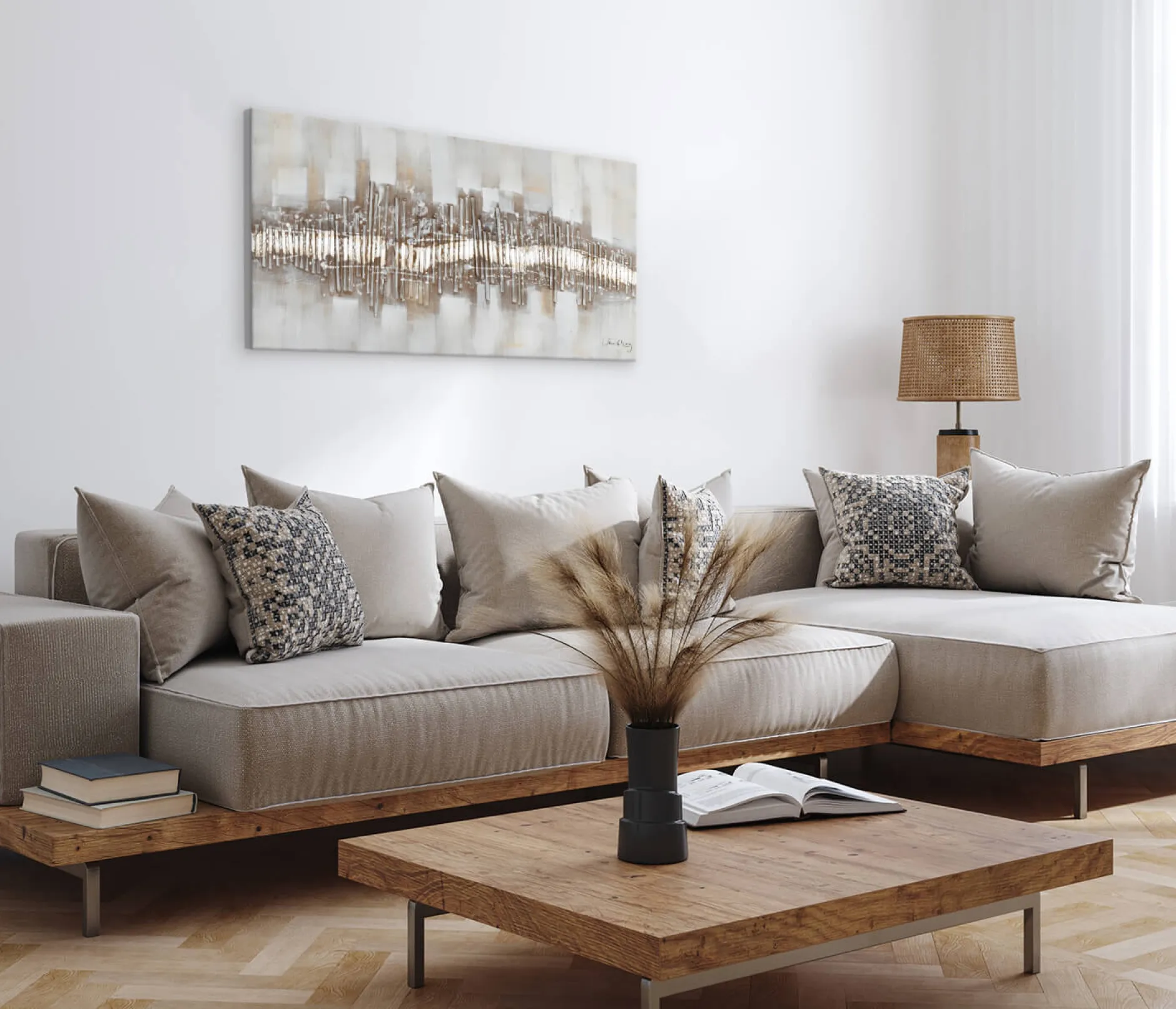 Handgemaltes Gemälde 'City Outline' 120x60cm | inkl. Echtheitszertifikat