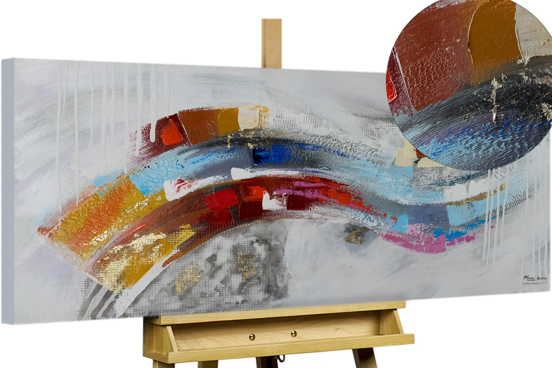 Handgemaltes Gemälde 'Colourful Floods' 120x60cm | inkl. Echtheitszertifikat