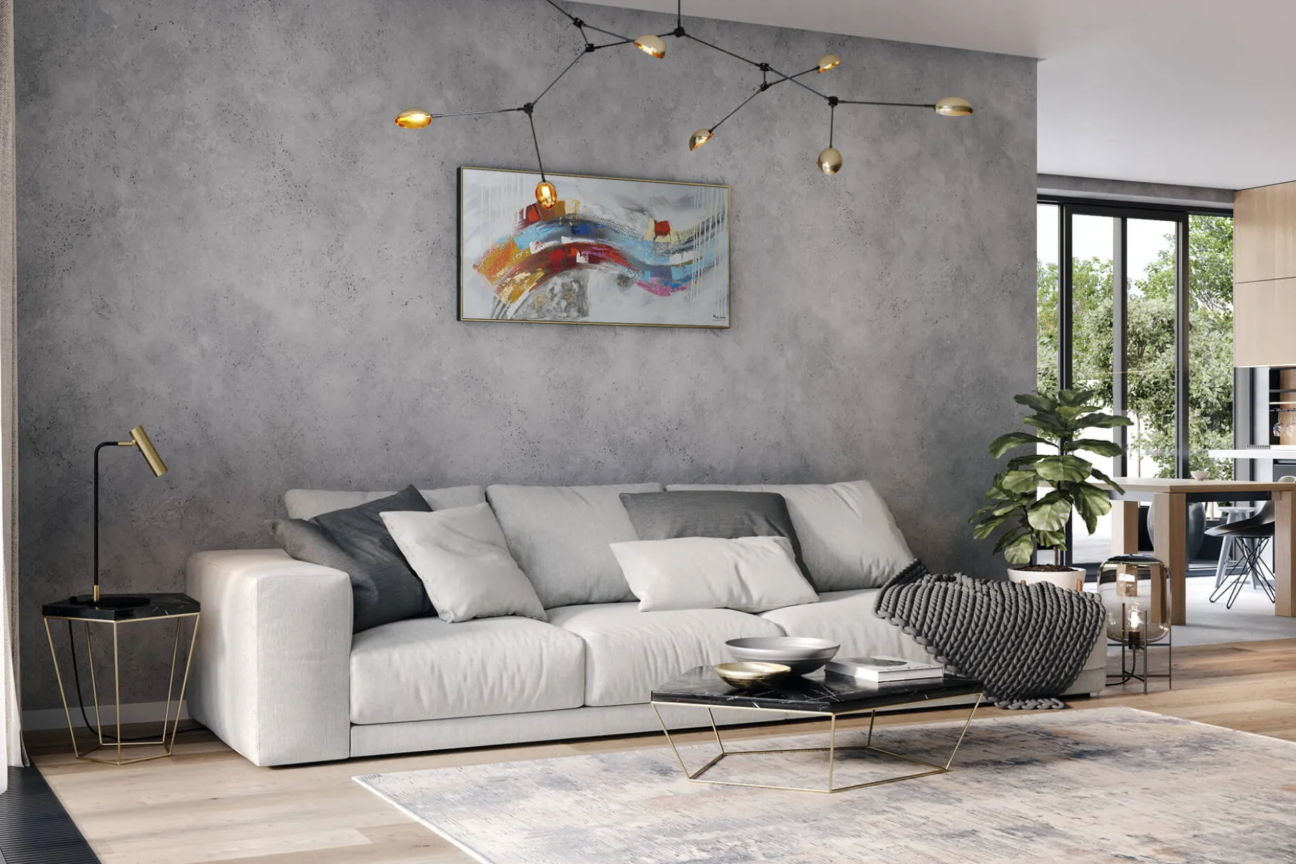 Handgemaltes Gemälde 'Colourful Floods' 120x60cm | inkl. Echtheitszertifikat