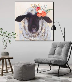 Handgemaltes Gemälde 'Content Ewe' 80x80cm | inkl. Echtheitszertifikat
