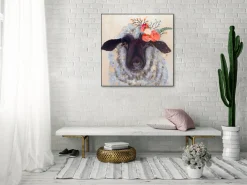 Handgemaltes Gemälde 'Content Ewe' 80x80cm | inkl. Echtheitszertifikat