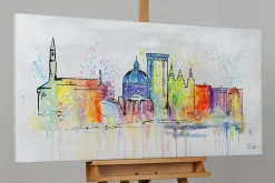 Handgemaltes Gemälde 'Copenhagen Skyline Silhouette' 120x60cm | inkl. Echtheitszertifikat