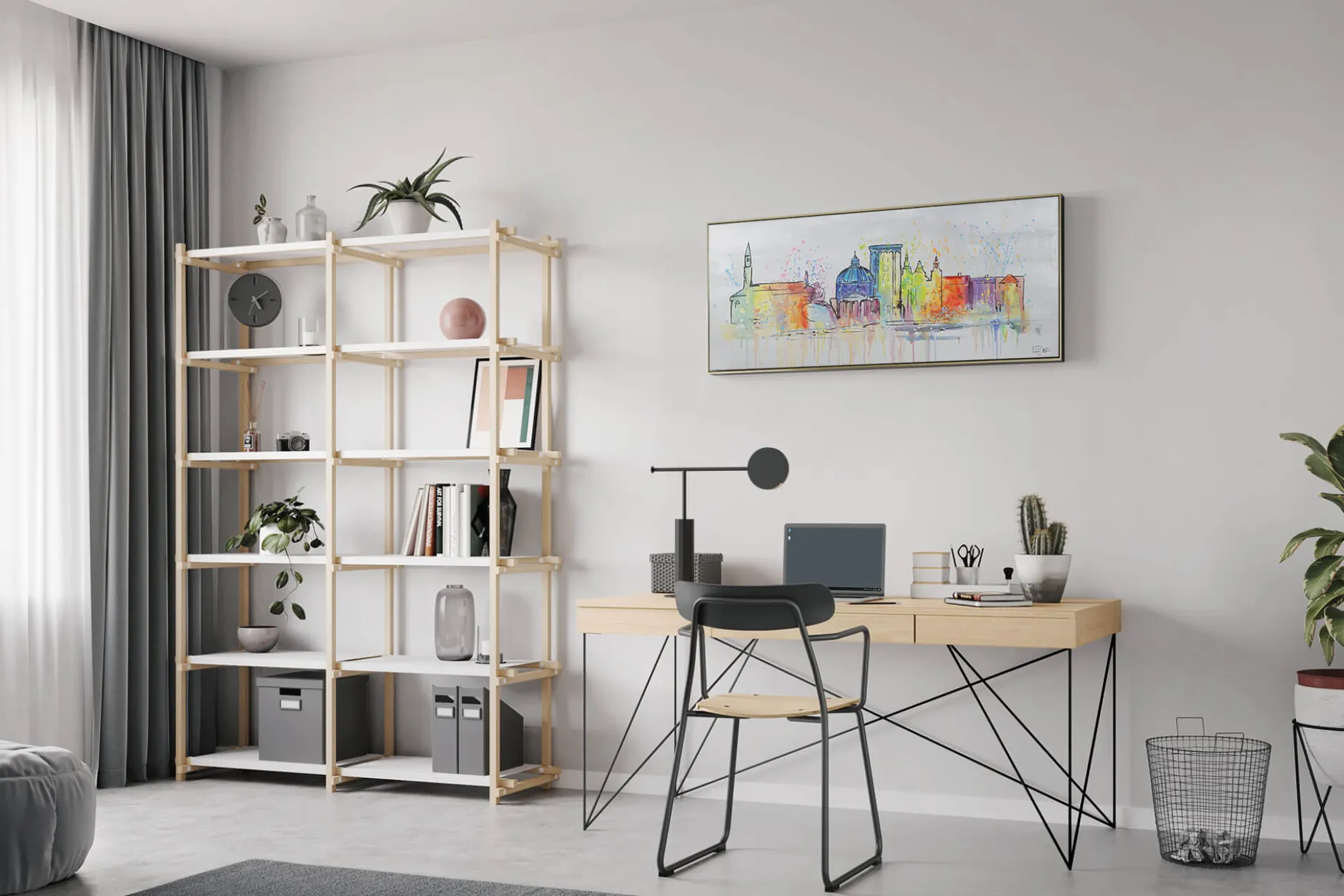 Handgemaltes Gemälde 'Copenhagen Skyline Silhouette' 120x60cm | inkl. Echtheitszertifikat