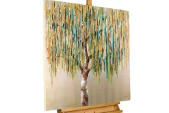 Handgemaltes Gemälde 'Das Flüstern der Trauerweide' 80x80cm | inkl. Echtheitszertifikat