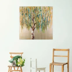 Handgemaltes Gemälde 'Das Flüstern der Trauerweide' 80x80cm | inkl. Echtheitszertifikat