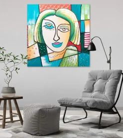 Handgemaltes Gemälde 'Des Künstlers Muse' 80x80cm | inkl. Echtheitszertifikat