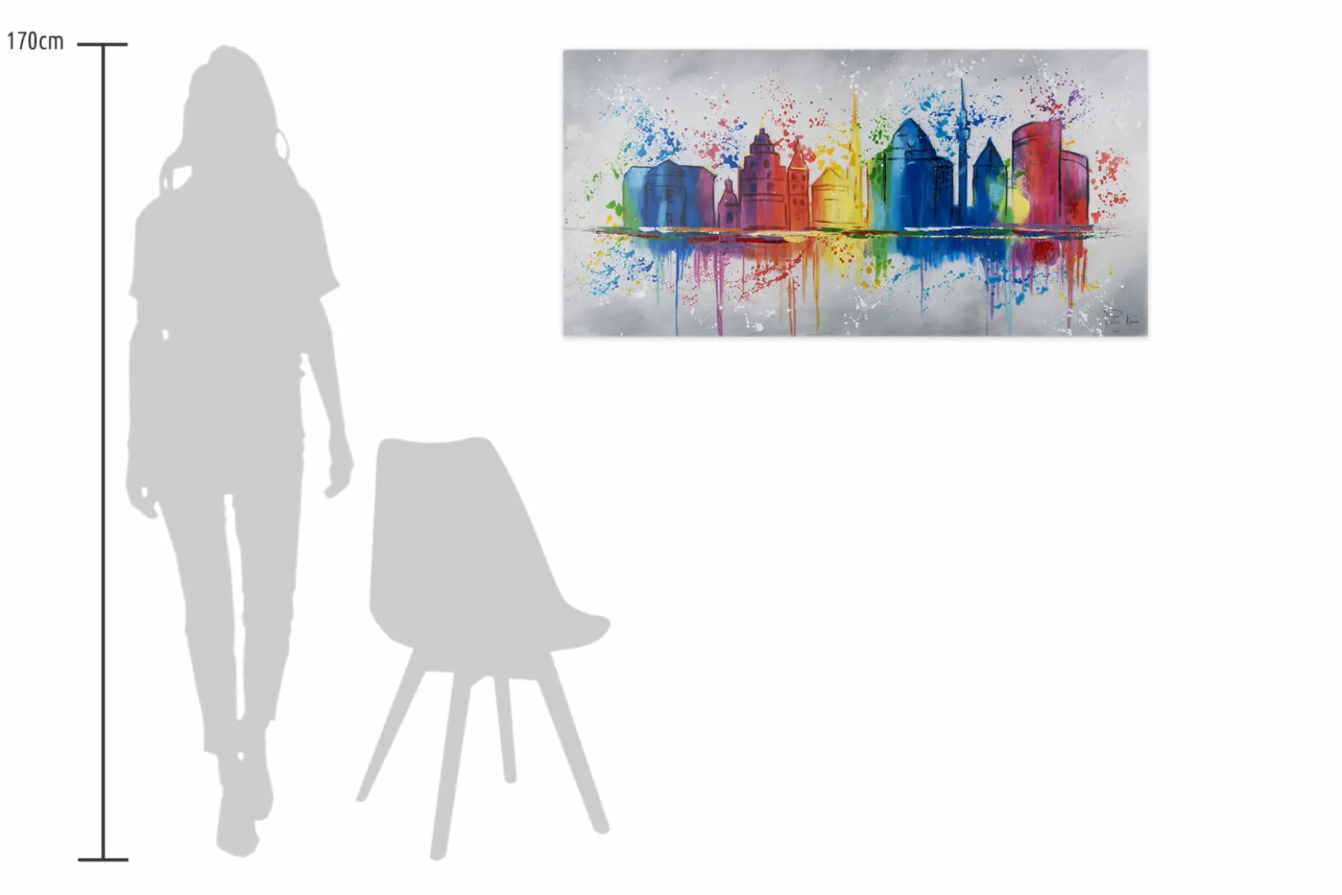 Handgemaltes Gemälde 'Dortmunder Skyline' 120x60cm | inkl. Echtheitszertifikat