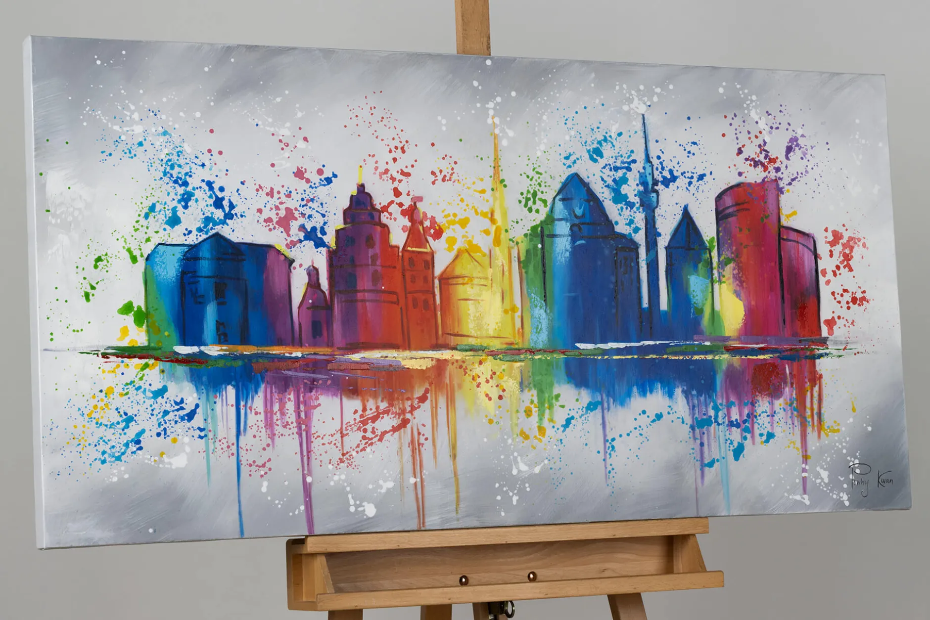 Handgemaltes Gemälde 'Dortmunder Skyline' 120x60cm | inkl. Echtheitszertifikat