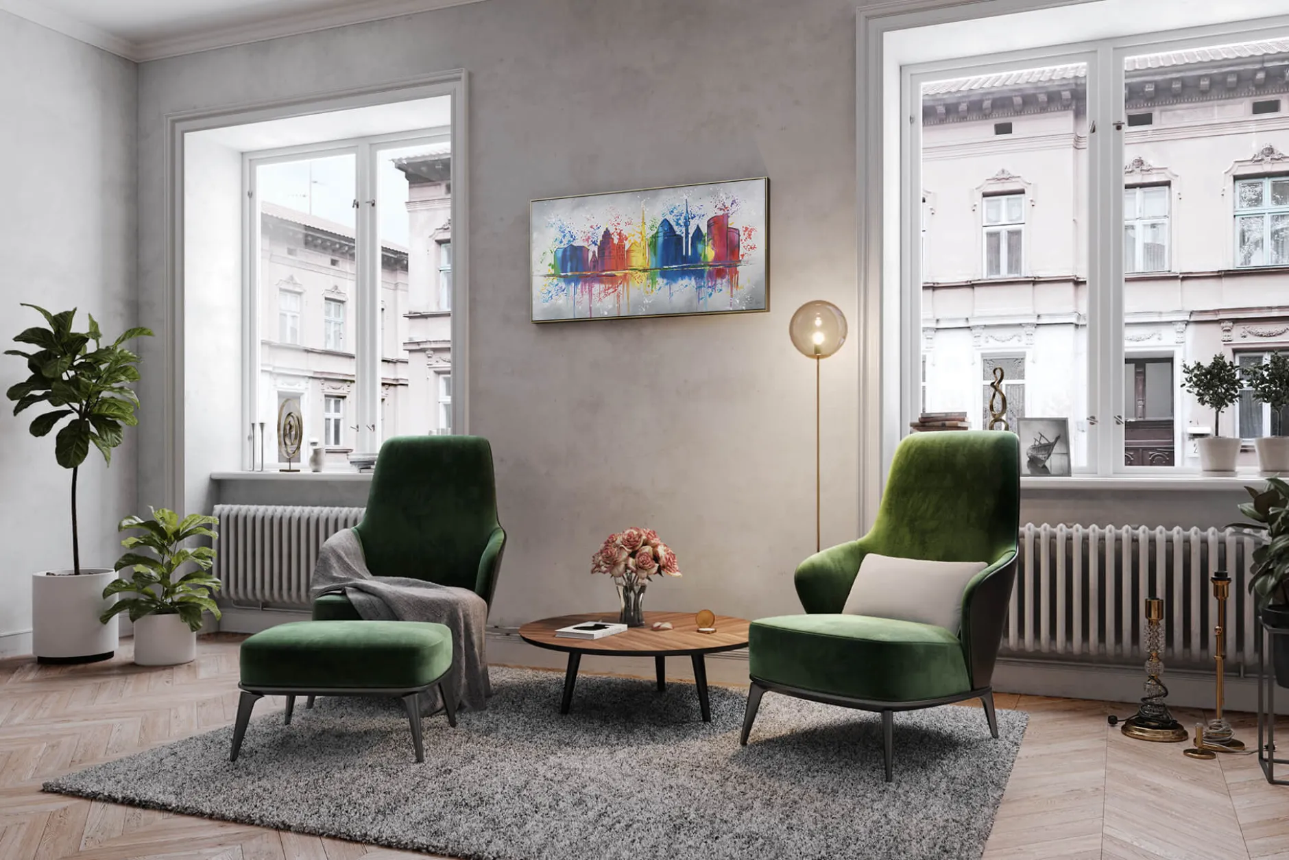 Handgemaltes Gemälde 'Dortmunder Skyline' 120x60cm | inkl. Echtheitszertifikat