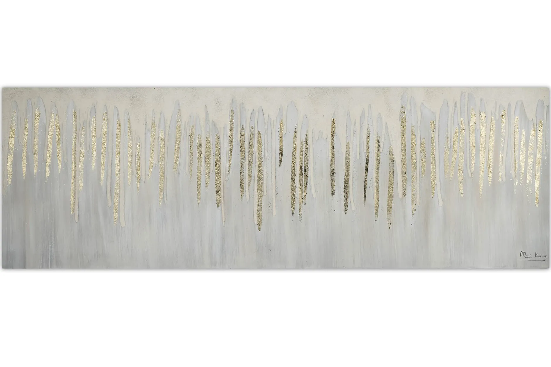 Handgemaltes Gemälde 'Dripping in White' 150x50cm | inkl. Echtheitszertifikat
