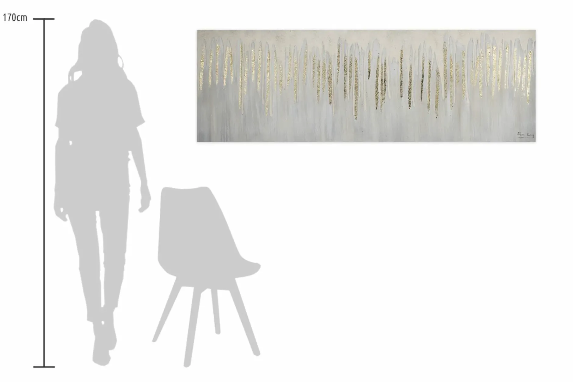Handgemaltes Gemälde 'Dripping in White' 150x50cm | inkl. Echtheitszertifikat