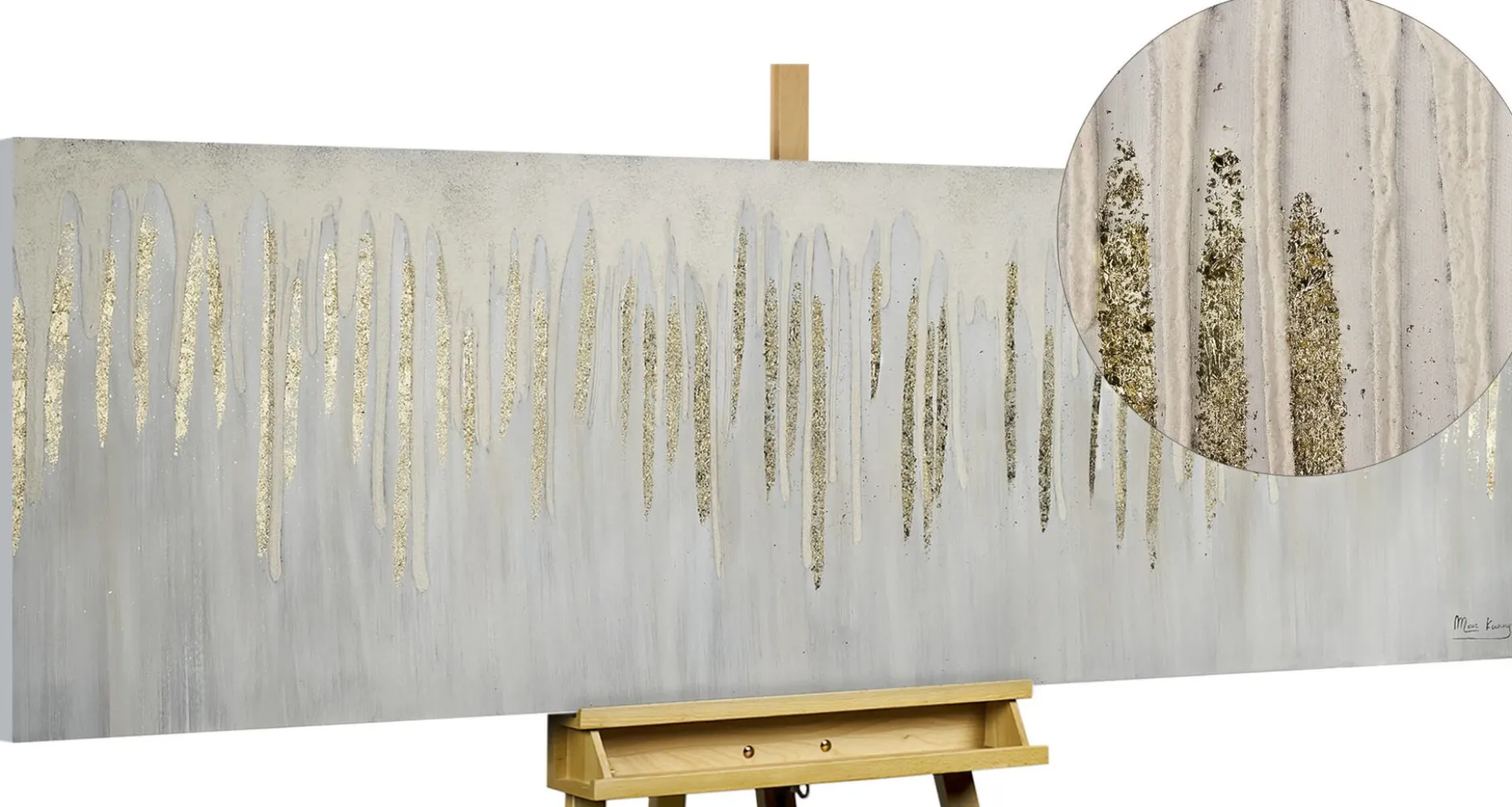 Handgemaltes Gemälde 'Dripping in White' 150x50cm | inkl. Echtheitszertifikat