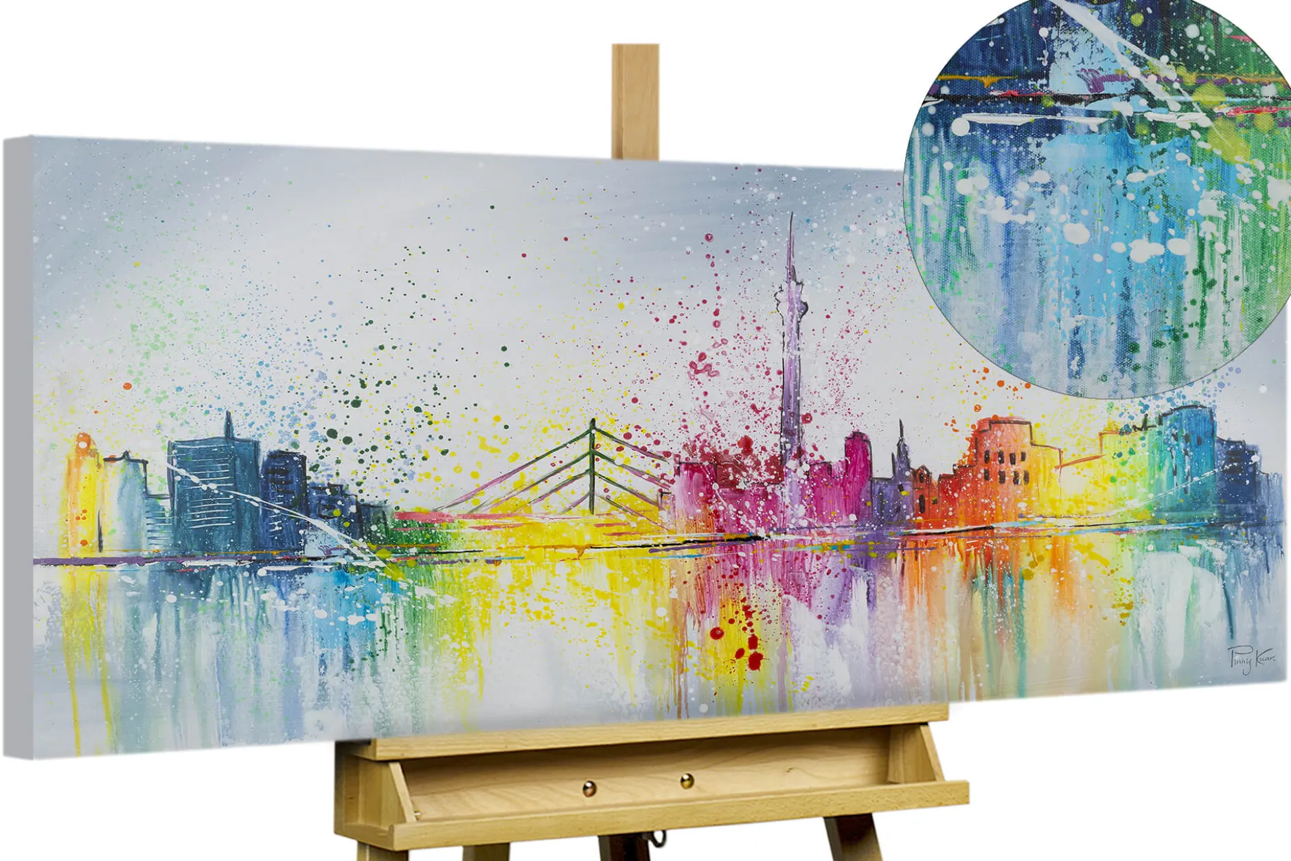 Handgemaltes Gemälde 'Düsseldorf Fever' 120x60cm | inkl. Echtheitszertifikat