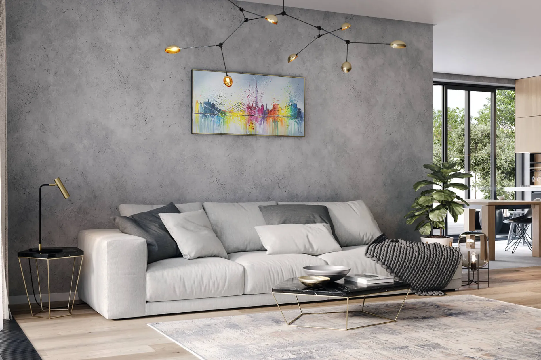 Handgemaltes Gemälde 'Düsseldorf Fever' 120x60cm | inkl. Echtheitszertifikat