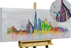 Handgemaltes Gemälde 'Dubai Skyline Silhouette' 120x60cm | inkl. Echtheitszertifikat