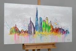 Handgemaltes Gemälde 'Dubai Skyline Silhouette' 120x60cm | inkl. Echtheitszertifikat