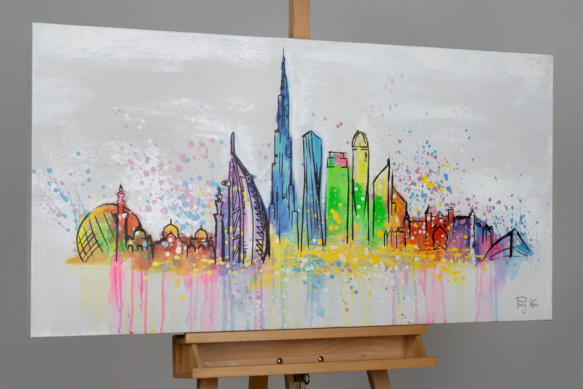 Handgemaltes Gemälde 'Dubai Skyline Silhouette' 120x60cm | inkl. Echtheitszertifikat