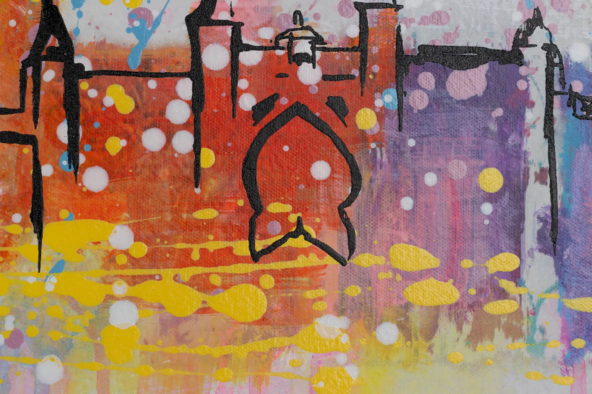 Handgemaltes Gemälde 'Dubai Skyline Silhouette' 120x60cm | inkl. Echtheitszertifikat