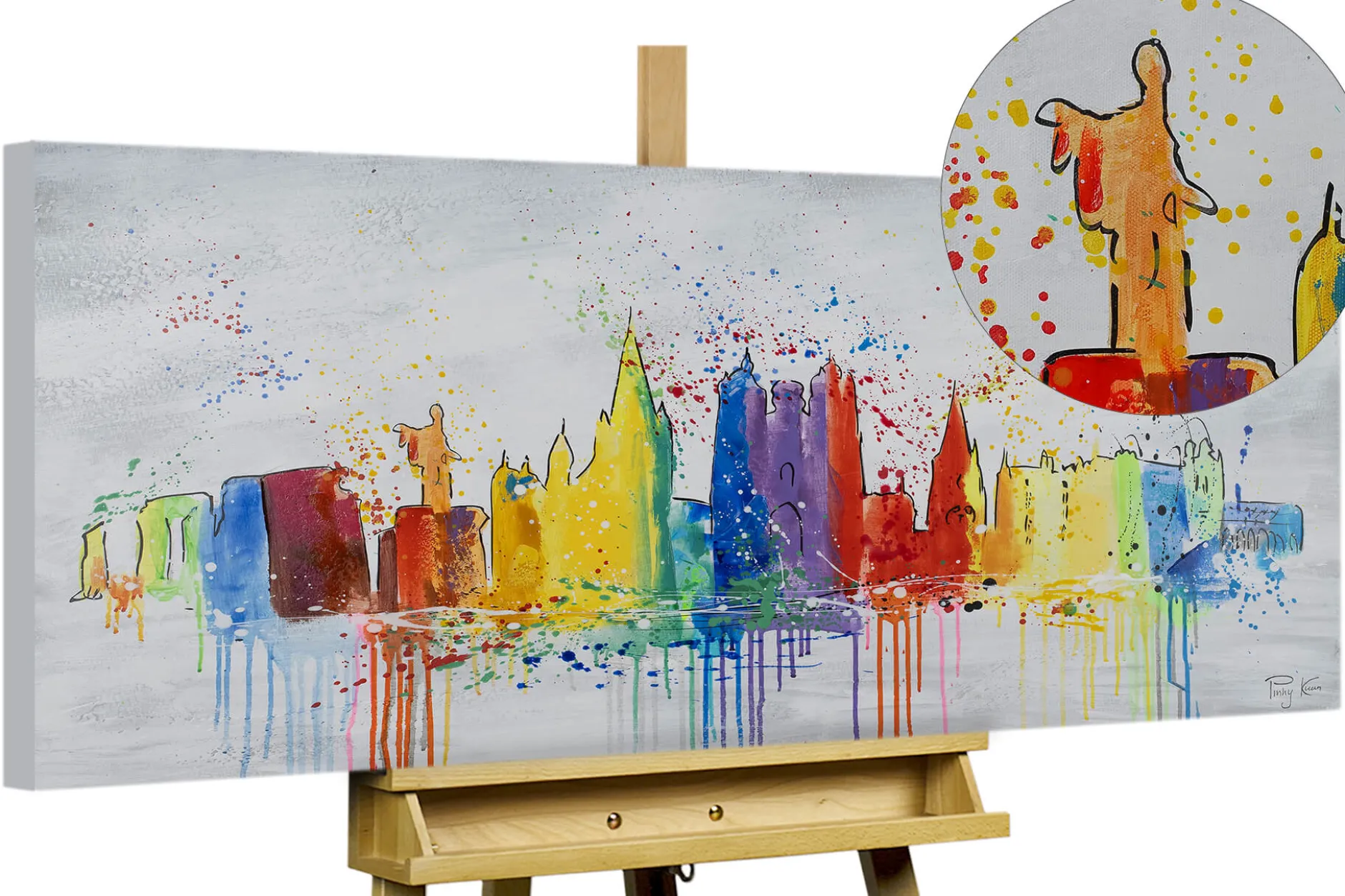 Handgemaltes Gemälde 'Dublin Skyline Silhouette' 120x60cm | inkl. Echtheitszertifikat