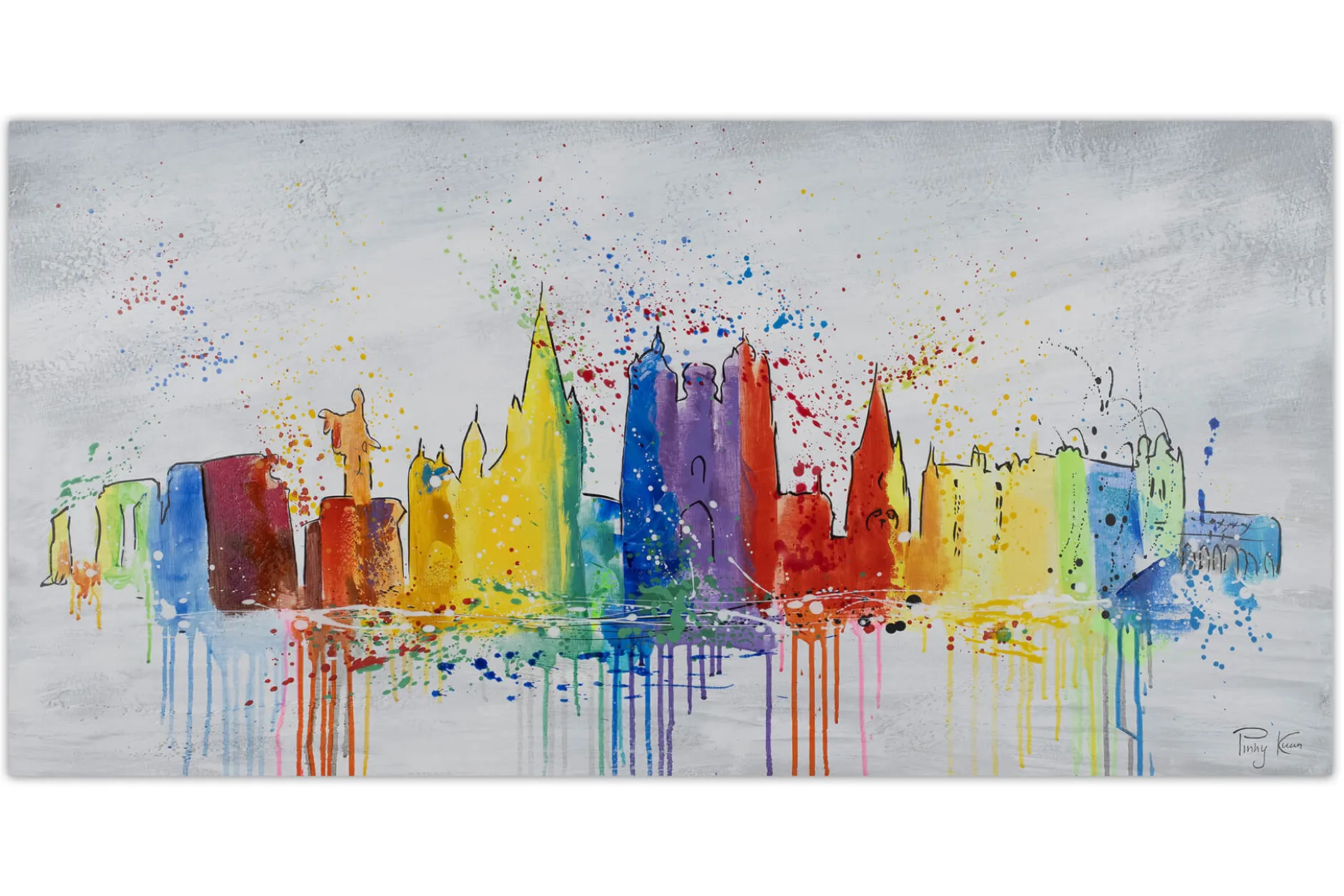 Handgemaltes Gemälde 'Dublin Skyline Silhouette' 120x60cm | inkl. Echtheitszertifikat