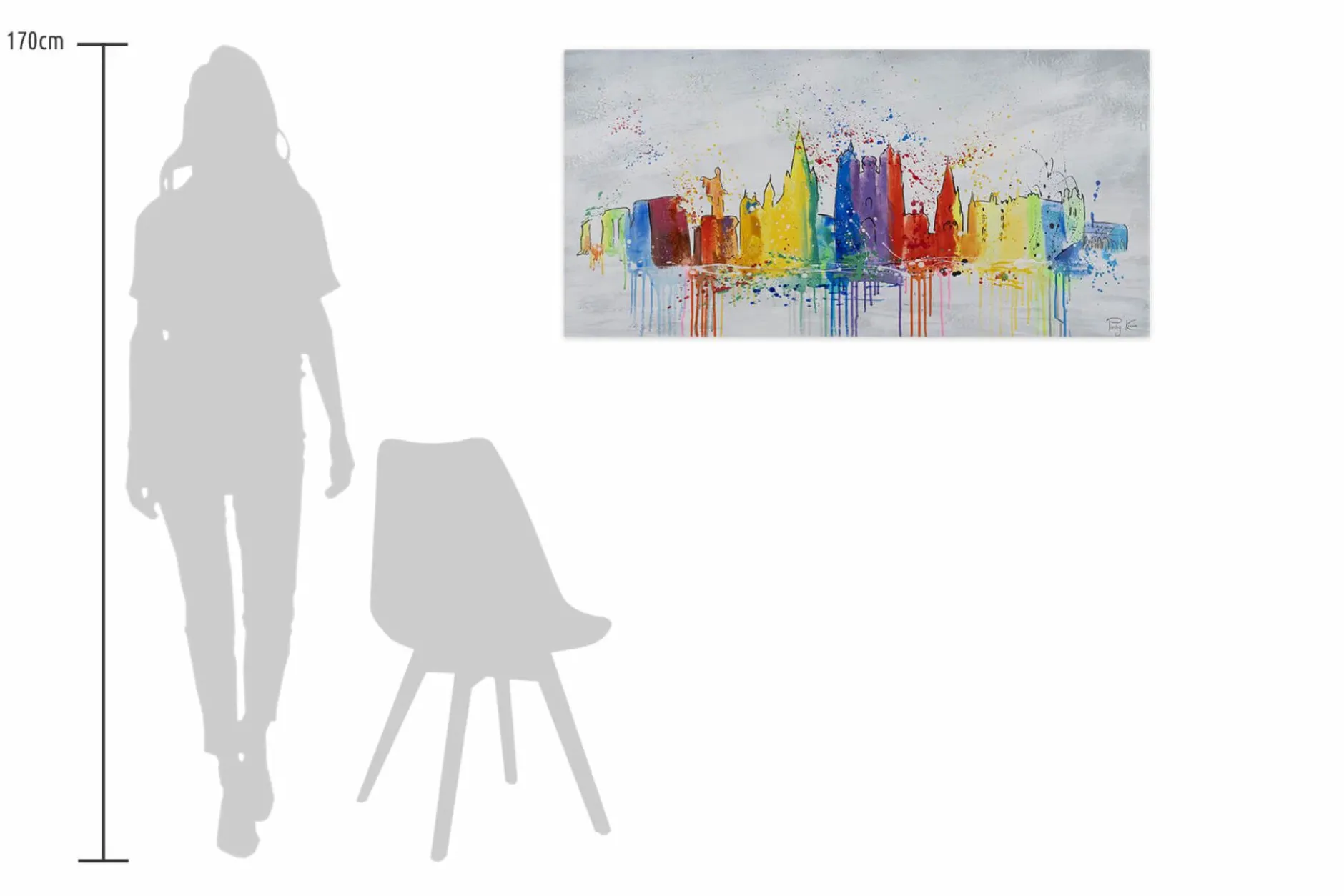 Handgemaltes Gemälde 'Dublin Skyline Silhouette' 120x60cm | inkl. Echtheitszertifikat