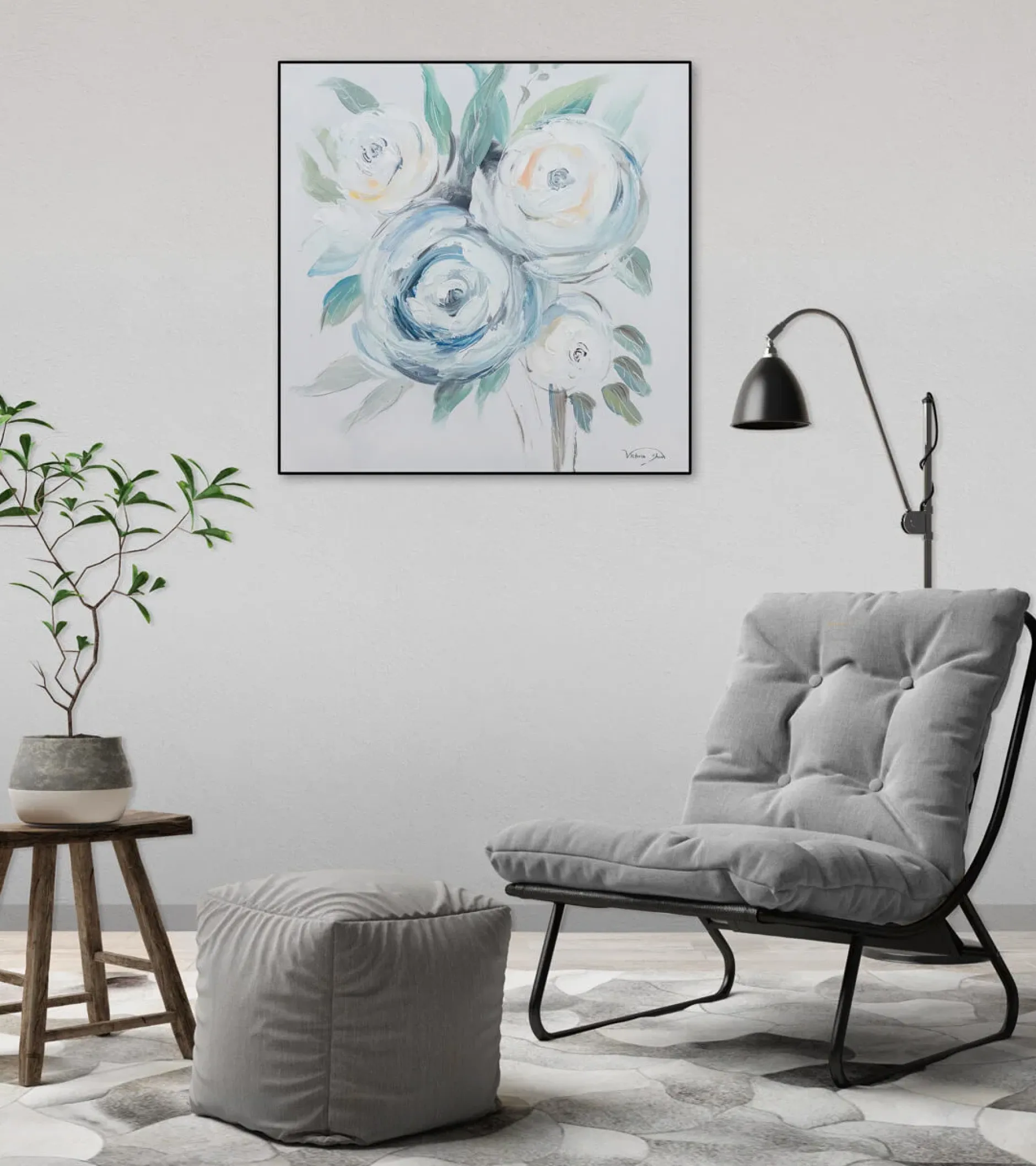 Handgemaltes Gemälde 'Duftende Rosen' 60x60cm | inkl. Echtheitszertifikat