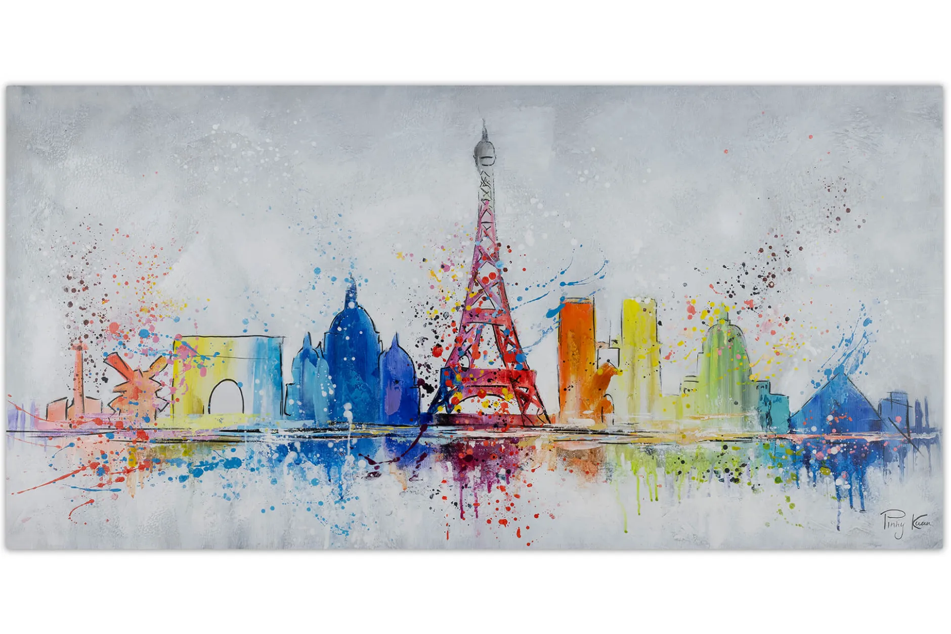 Handgemaltes Gemälde 'Eiffelturm voll Pracht' 120x60cm | inkl. Echtheitszertifikat