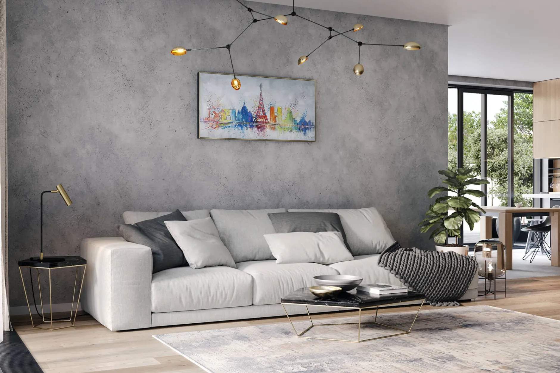 Handgemaltes Gemälde 'Eiffelturm voll Pracht' 120x60cm | inkl. Echtheitszertifikat